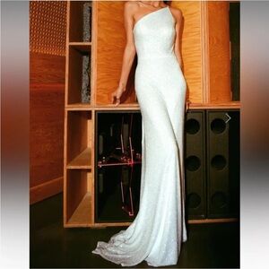 Jenny Yoo Zara One Shoulder Sequin Wedding Gown Size 22W